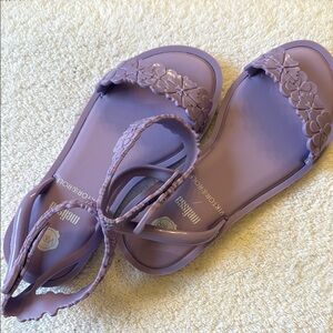 Melissa Purple Sandals with Ankle Straps and Cutout Detailing